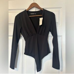 Abercrombie & Fitch Black V-Neck Bodysuit NWT